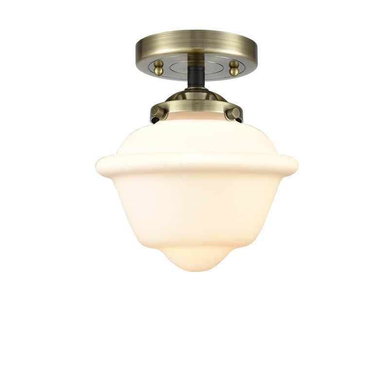 INNOVATIONS LIGHTING 284-1C-G531 NOUVEAU SMALL OXFORD 7 1/2 INCH ONE LIGHT MATTE WHITE GLASS SEMI-FLUSH MOUNT LIGHT