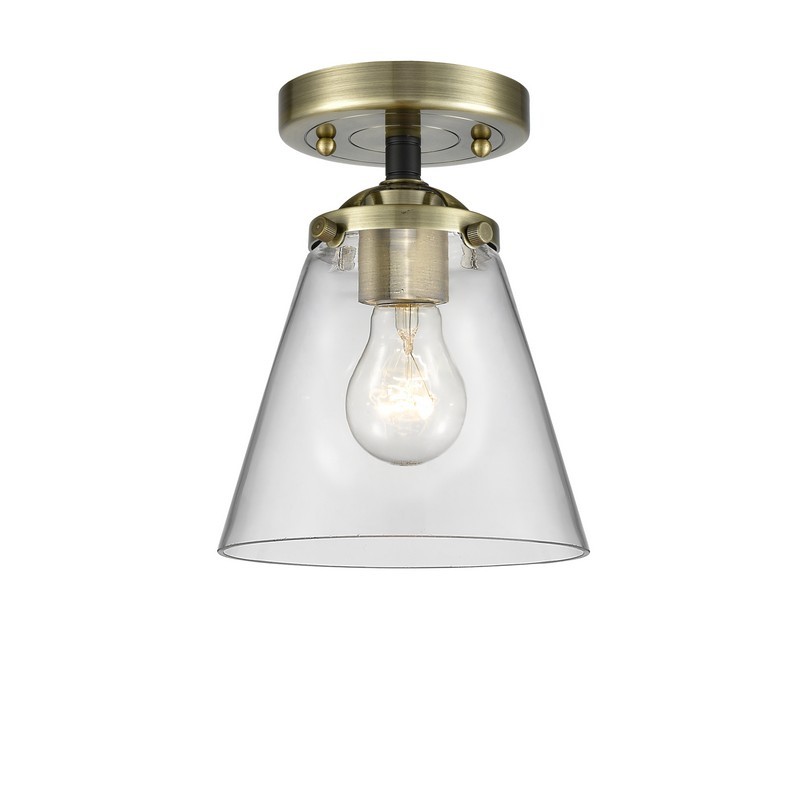 INNOVATIONS LIGHTING 284-1C-G62 NOUVEAU SMALL CONE 6 1/4 INCH ONE LIGHT CLEAR GLASS SEMI-FLUSH MOUNT LIGHT