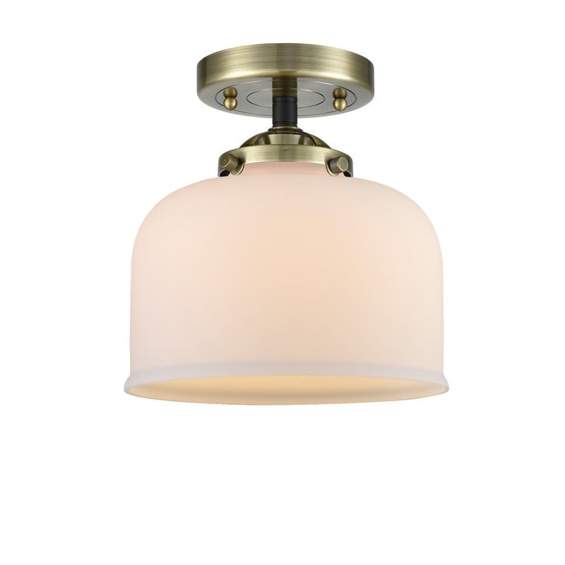 INNOVATIONS LIGHTING 284-1C-G71 NOUVEAU LARGE BELL 8 INCH ONE LIGHT MATTE WHITE GLASS SEMI-FLUSH MOUNT LIGHT