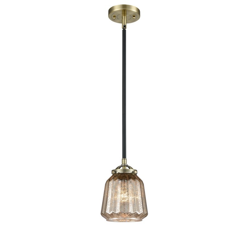 INNOVATIONS LIGHTING 284-1S-G146 NOUVEAU CHATHAM 6 INCH ONE LIGHT MERCURY PLATED CASED GLASS MINI PENDANT