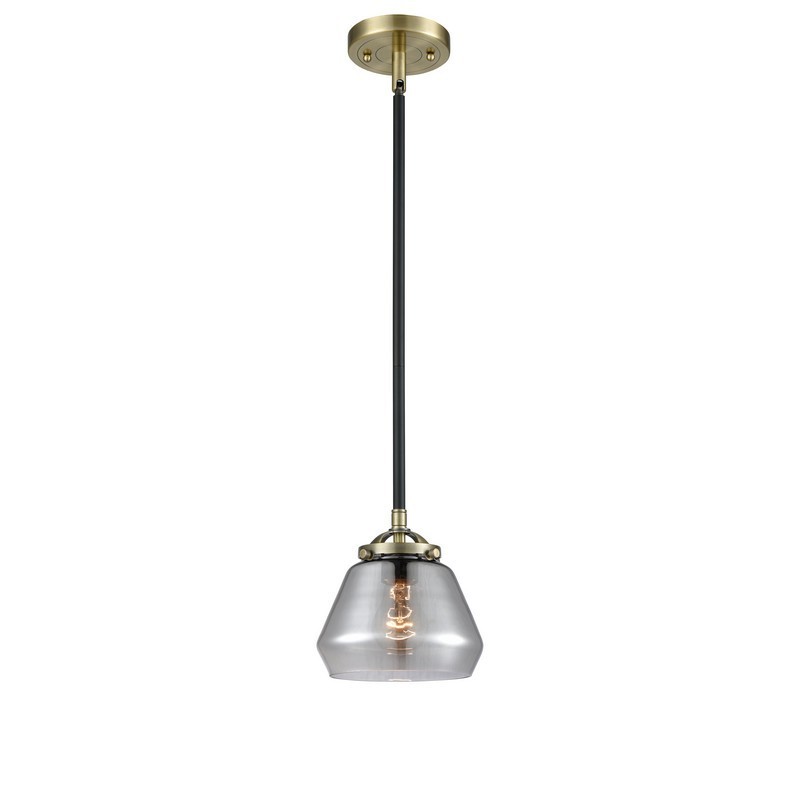 INNOVATIONS LIGHTING 284-1S-G173 NOUVEAU FULTON 6 3/4 INCH ONE LIGHT PLATED SMOKED CASED GLASS MINI PENDANT