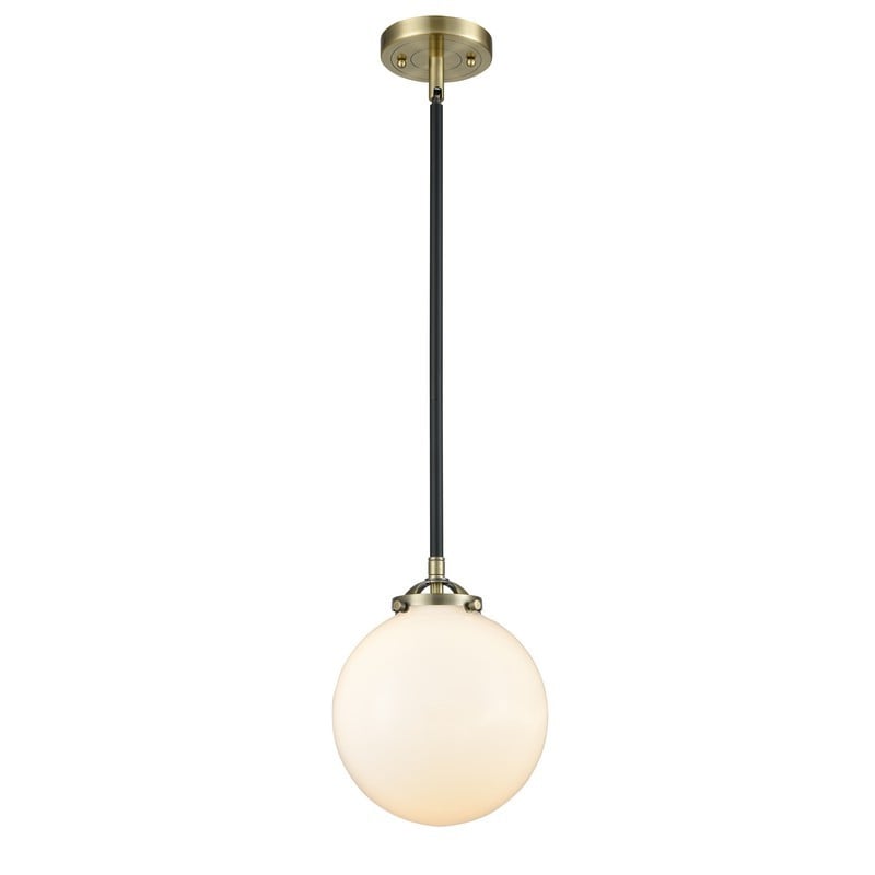 INNOVATIONS LIGHTING 284-1S-G201-8 NOUVEAU BEACON 8 INCH ONE LIGHT GLOSS WHITE GLASS MINI PENDANT