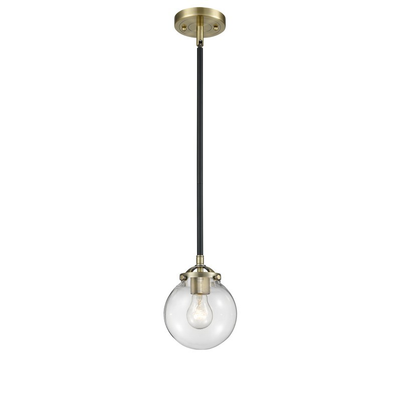 INNOVATIONS LIGHTING 284-1S-G202-6 NOUVEAU BEACON 6 INCH ONE LIGHT CLEAR GLASS MINI PENDANT