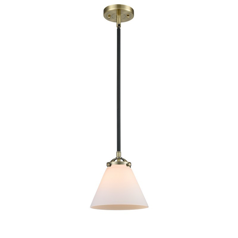 INNOVATIONS LIGHTING 284-1S-G41 NOUVEAU LARGE CONE 7 3/4 INCH ONE LIGHT MATTE WHITE CASED GLASS MINI PENDANT