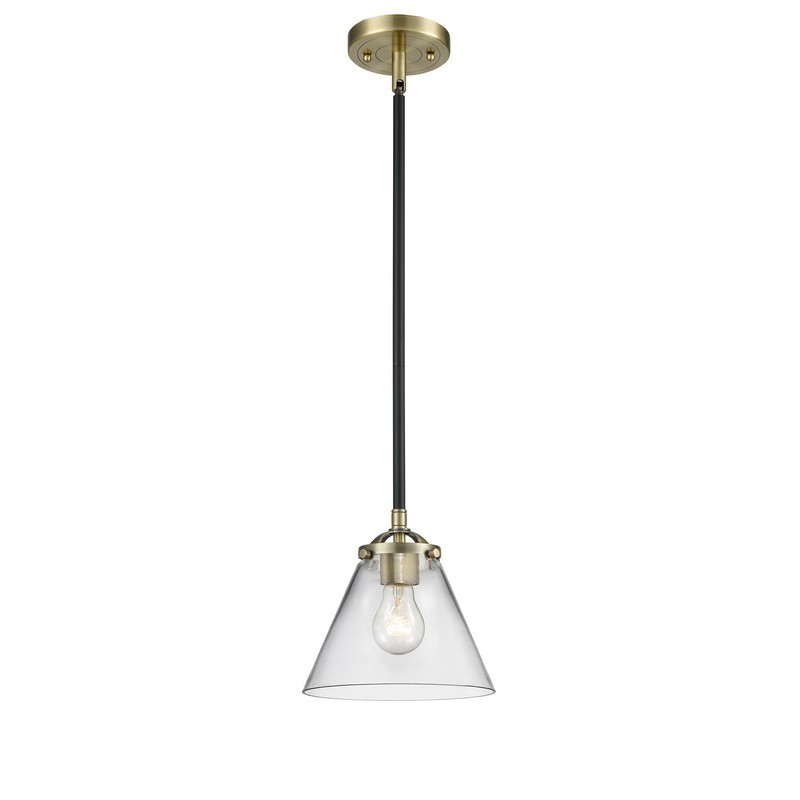 INNOVATIONS LIGHTING 284-1S-G42 NOUVEAU LARGE CONE 7 3/4 INCH ONE LIGHT CLEAR CASED GLASS MINI PENDANT
