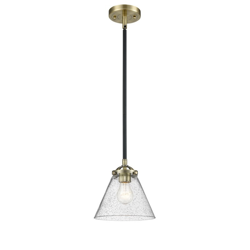 INNOVATIONS LIGHTING 284-1S-G44 NOUVEAU LARGE CONE 7 3/4 INCH ONE LIGHT SEEDY CASED GLASS MINI PENDANT