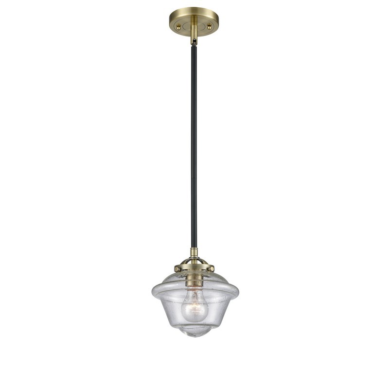 INNOVATIONS LIGHTING 284-1S-G534 NOUVEAU SMALL OXFORD 7 1/2 INCH ONE LIGHT SEEDY CASED GLASS MINI PENDANT
