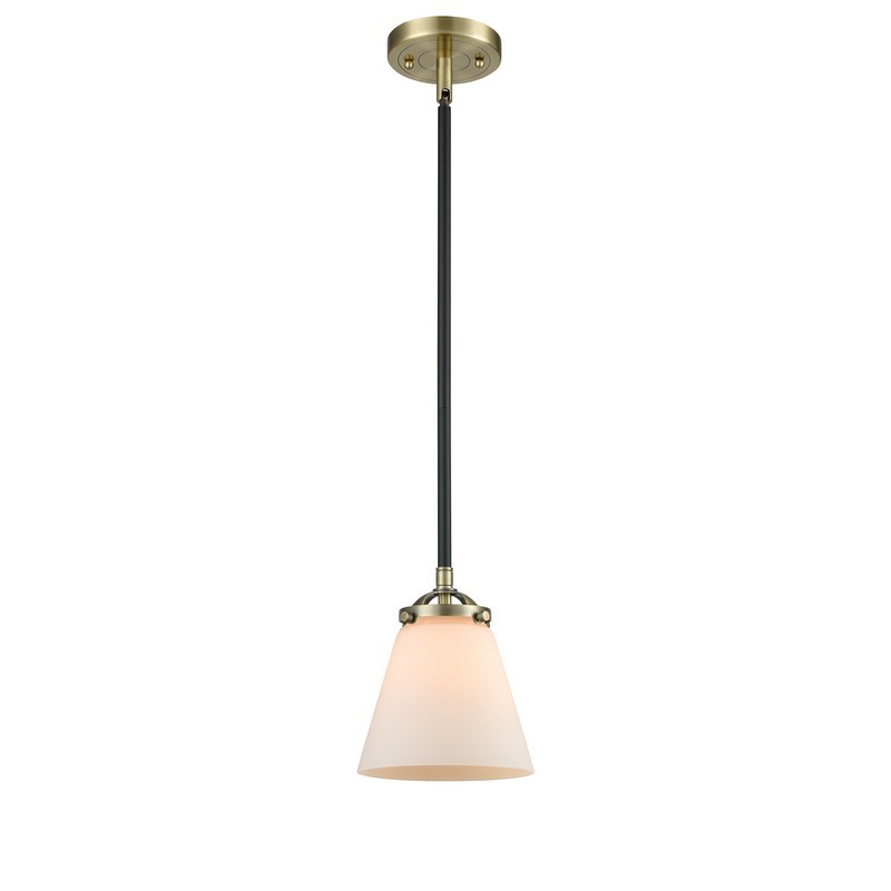 INNOVATIONS LIGHTING 284-1S-G61 NOUVEAU SMALL CONE 6 1/4 INCH ONE LIGHT MATTE WHITE CASED GLASS MINI PENDANT