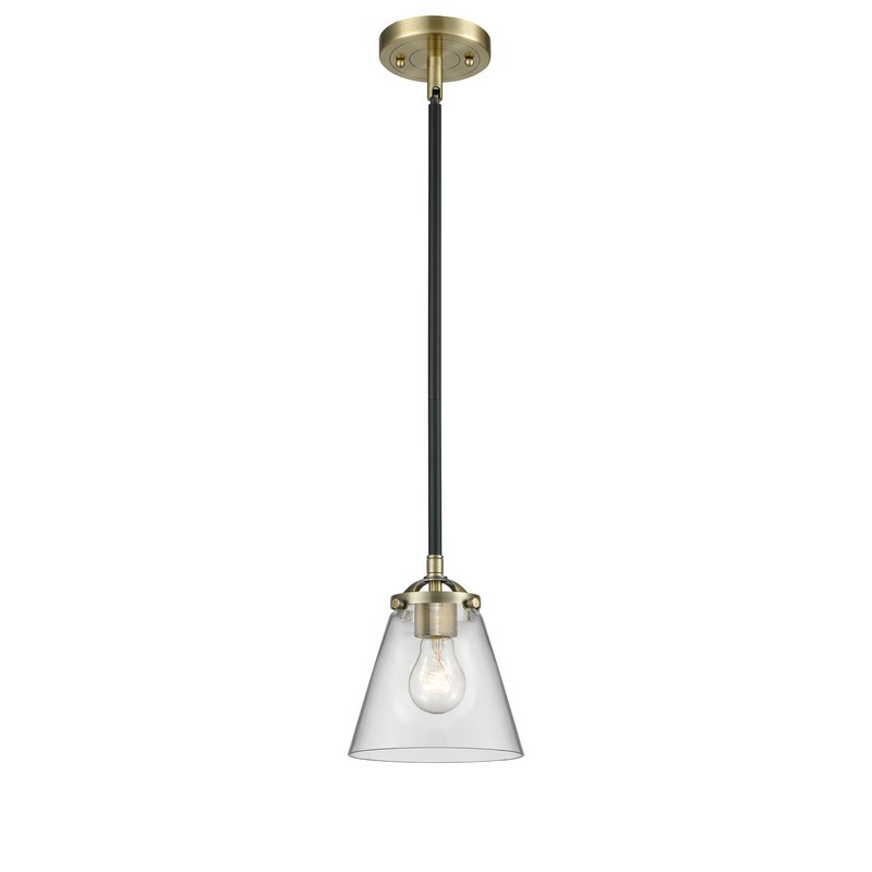 INNOVATIONS LIGHTING 284-1S-G62 NOUVEAU SMALL CONE 6 1/4 INCH ONE LIGHT CLEAR CASED GLASS MINI PENDANT