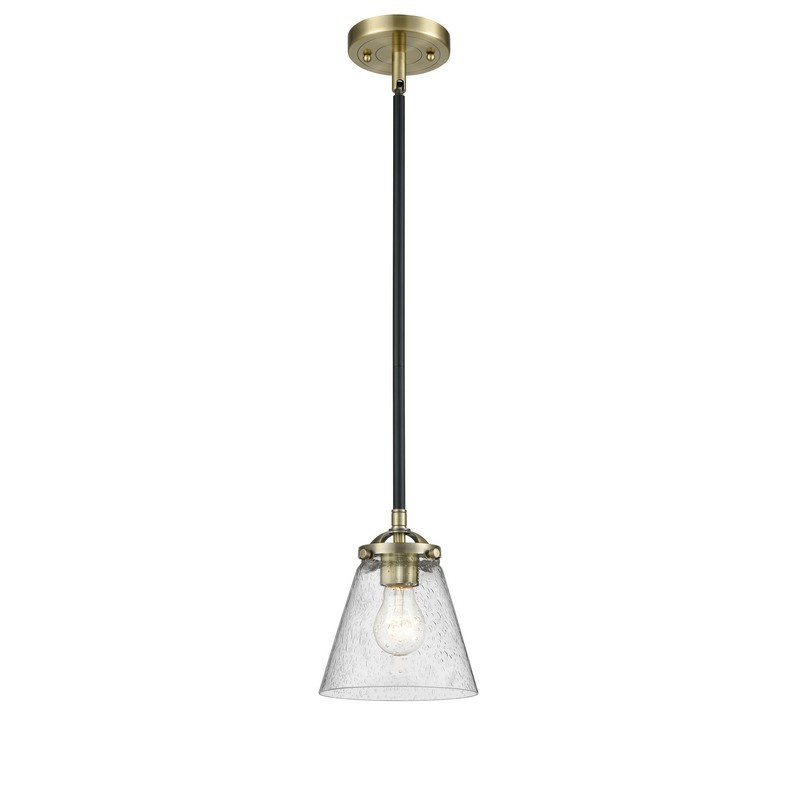 INNOVATIONS LIGHTING 284-1S-G64 NOUVEAU SMALL CONE 6 1/4 INCH ONE LIGHT SEEDY CASED GLASS MINI PENDANT