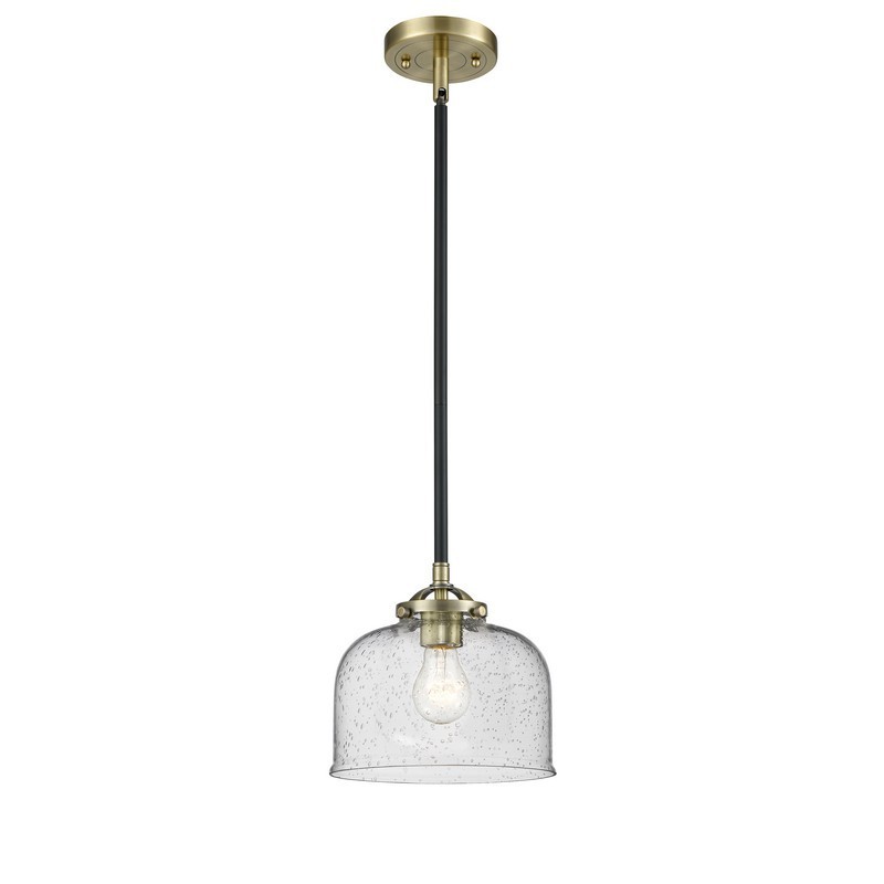 INNOVATIONS LIGHTING 284-1S-G74 NOUVEAU LARGE BELL 8 INCH ONE LIGHT SEEDY CASED GLASS MINI PENDANT