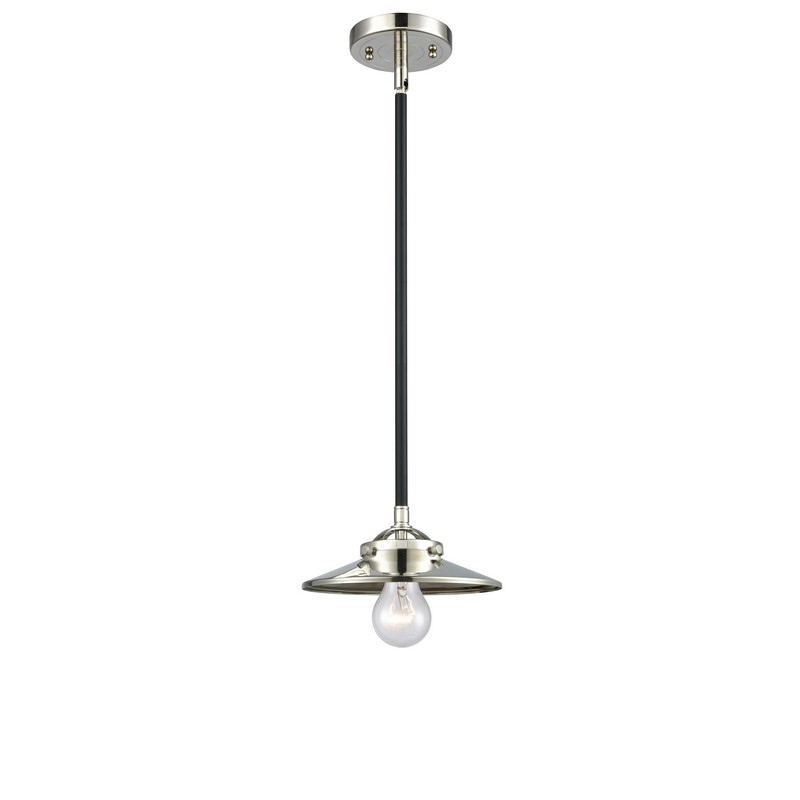 INNOVATIONS LIGHTING 284-1S-BPN-M1-PN NOUVEAU RAILROAD 8 INCH ONE LIGHT CONE AND METAL SHADE MINI PENDANT - POLISHED NICKEL
