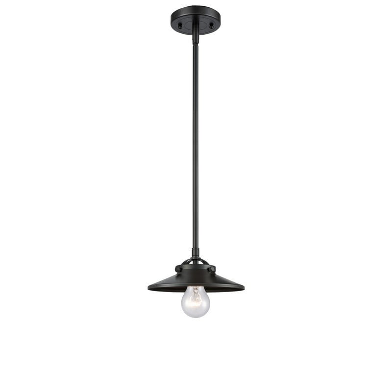 INNOVATIONS LIGHTING 284-1S-OB-M5-OB NOUVEAU RAILROAD 8 INCH ONE LIGHT OIL RUBBED BRONZE SHADE MINI PENDANT - OIL RUBBED BRONZE