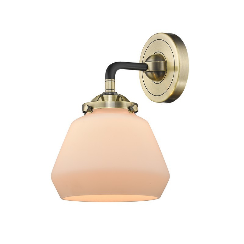 INNOVATIONS LIGHTING 284-1W-G171 NOUVEAU FULTON 14 1/2 INCH ONE LIGHT UP OR DOWN MATTE WHITE CASED GLASS WALL SCONCE