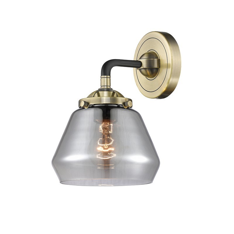 INNOVATIONS LIGHTING 284-1W-G173 NOUVEAU FULTON 14 1/2 INCH ONE LIGHT UP OR DOWN PLATED SMOKED GLASS WALL SCONCE