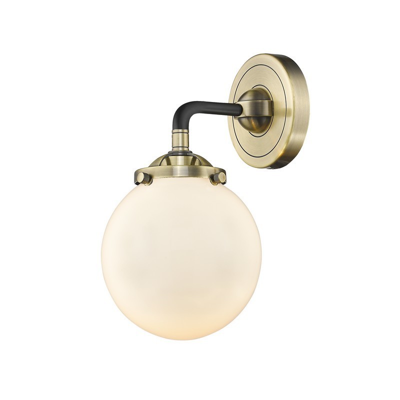 INNOVATIONS LIGHTING 284-1W-G201-6 NOUVEAU BEACON 6 INCH ONE LIGHT UP OR DOWN GLOSS WHITE GLASS WALL SCONCE