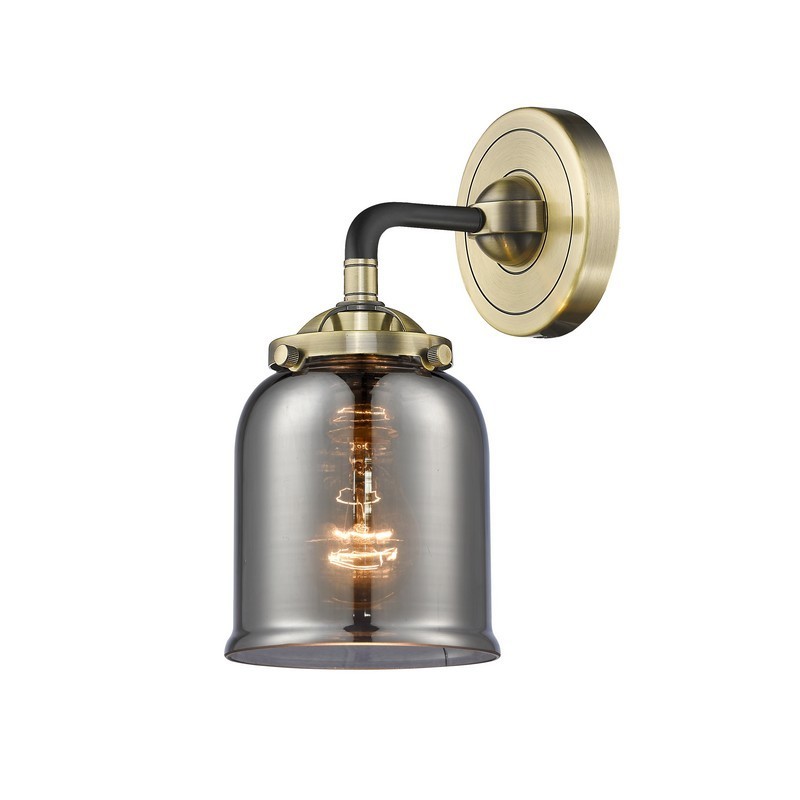 INNOVATIONS LIGHTING 284-1W-G53 NOUVEAU SMALL BELL 13 INCH ONE LIGHT UP OR DOWN PLATED SMOKED GLASS WALL SCONCE