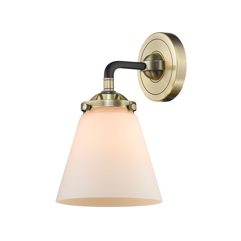 INNOVATIONS LIGHTING 284-1W-G61 NOUVEAU SMALL CONE 14 1/4 INCH ONE LIGHT UP OR DOWN MATTE WHITE CASED GLASS WALL SCONCE