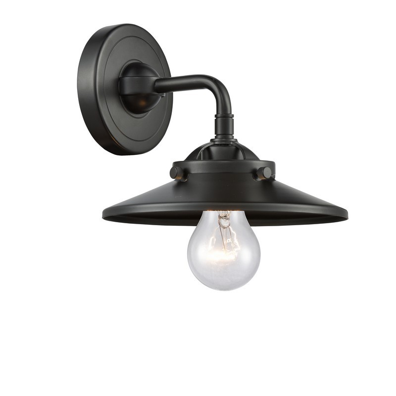 INNOVATIONS LIGHTING 284-1W-OB-M5-OB NOUVEAU RAILROAD 16 INCH ONE LIGHT UP OR DOWN M5 METAL SHADE WALL SCONCE