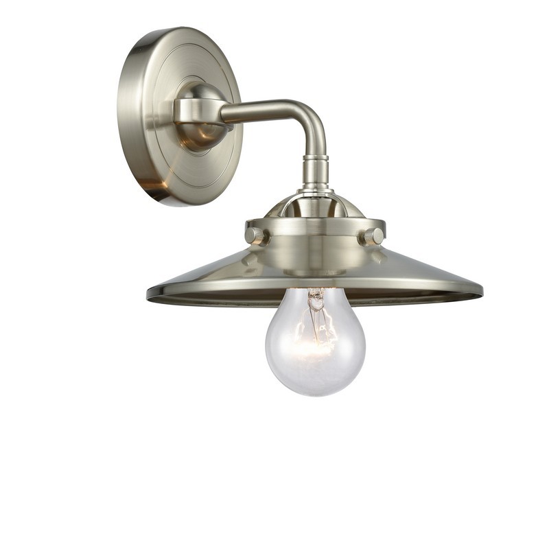 INNOVATIONS LIGHTING 284-1W-SN-M2-SN NOUVEAU RAILROAD 16 INCH ONE LIGHT UP OR DOWN M5 METAL SHADE WALL SCONCE