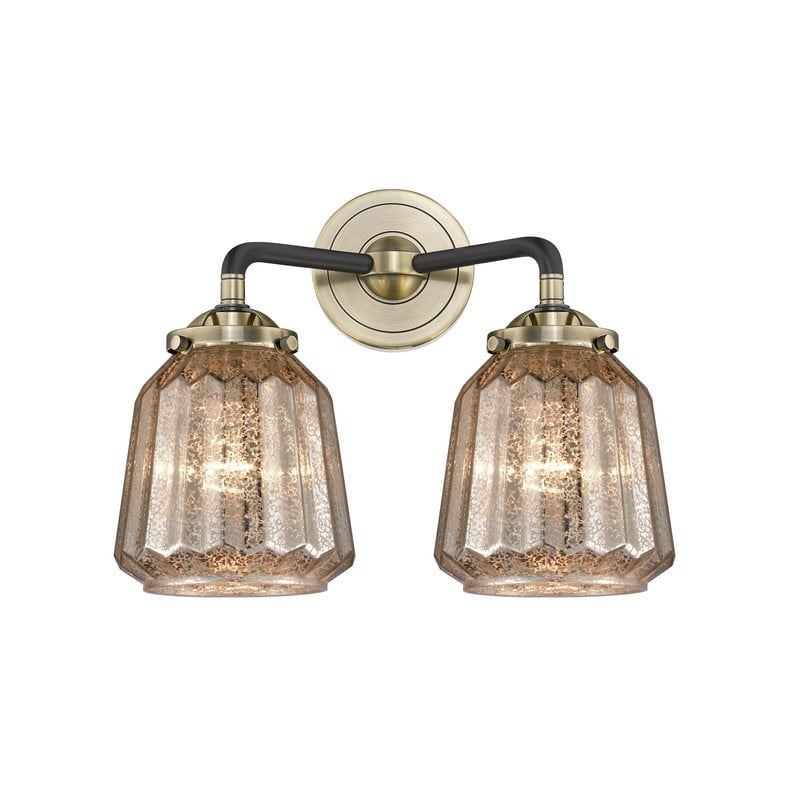 INNOVATIONS LIGHTING 284-2W-G146 NOUVEAU CHATHAM 2 LIGHT 14 INCH WALL MOUNT MERCURY PLATED GLASS VANITY LIGHT