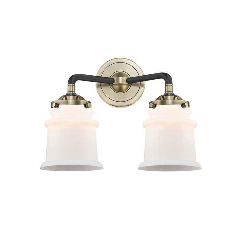 INNOVATIONS LIGHTING 284-2W-G181S NOUVEAU SMALL CANTON 2 LIGHT 13 1/4 INCH WALL MOUNT MATTE WHITE GLASS VANITY LIGHT