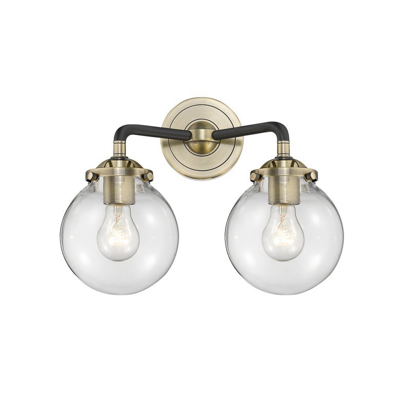 INNOVATIONS LIGHTING 284-2W-G202-6 NOUVEAU BEACON 14 INCH TWO LIGHT UP OR DOWN CLEAR GLASS VANITY LIGHT
