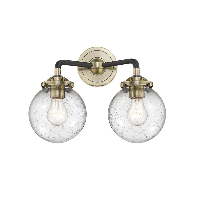 INNOVATIONS LIGHTING 284-2W-G204-6 NOUVEAU BEACON 14 INCH TWO LIGHT UP OR DOWN SEEDY GLASS VANITY LIGHT