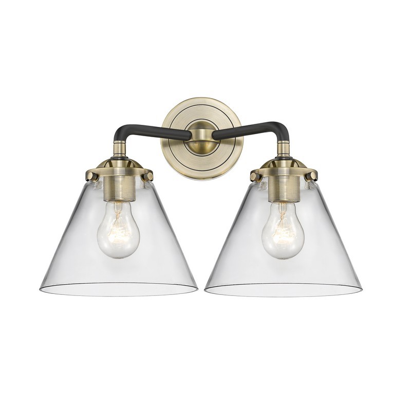 INNOVATIONS LIGHTING 284-2W-G42 NOUVEAU LARGE CONE 2 LIGHT 15 3/4 INCH WALL MOUNT CLEAR GLASS VANITY LIGHT