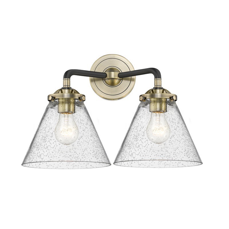 INNOVATIONS LIGHTING 284-2W-G44 NOUVEAU LARGE CONE 2 LIGHT 15 3/4 INCH WALL MOUNT SEEDY GLASS VANITY LIGHT