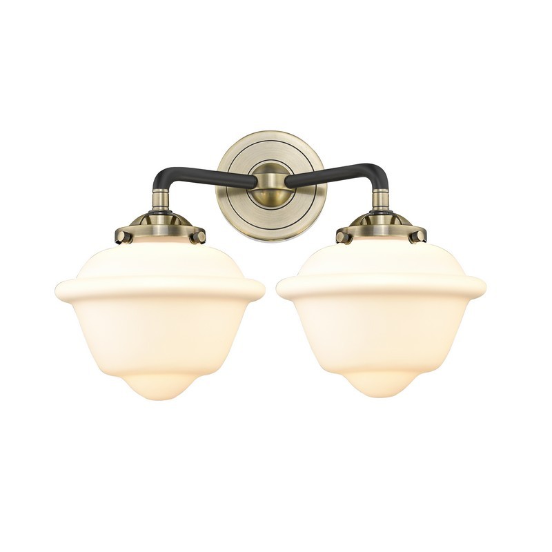 INNOVATIONS LIGHTING 284-2W-G531 NOUVEAU SMALL OXFORD 2 LIGHT 15 1/2 INCH WALL MOUNT MATTE WHITE CASED GLASS VANITY LIGHT