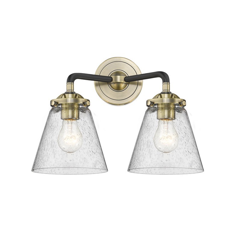 INNOVATIONS LIGHTING 284-2W-G64 NOUVEAU SMALL CONE 2 LIGHT 14 1/4 INCH WALL MOUNT SEEDY GLASS VANITY LIGHT