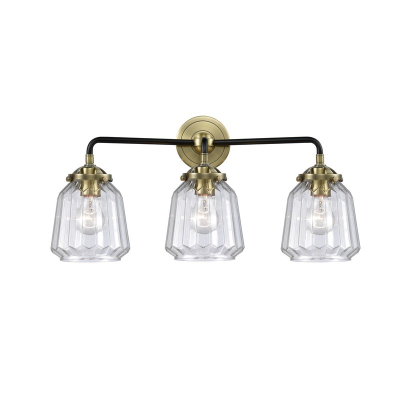 INNOVATIONS LIGHTING 284-3W-G142 NOUVEAU CHATHAM 2 LIGHT 24 INCH WALL MOUNT CLEAR GLASS VANITY LIGHT