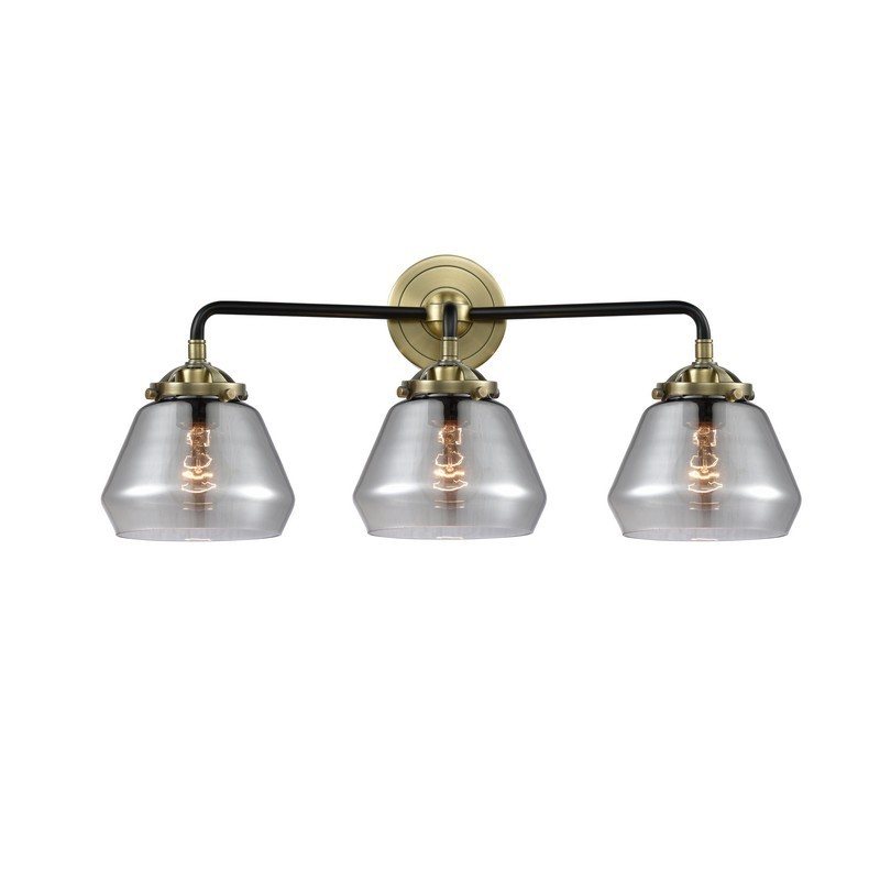 INNOVATIONS LIGHTING 284-3W-G173 NOUVEAU FULTON 2 LIGHT 24 3/4 INCH WALL MOUNT PLATED SMOKED GLASS VANITY LIGHT