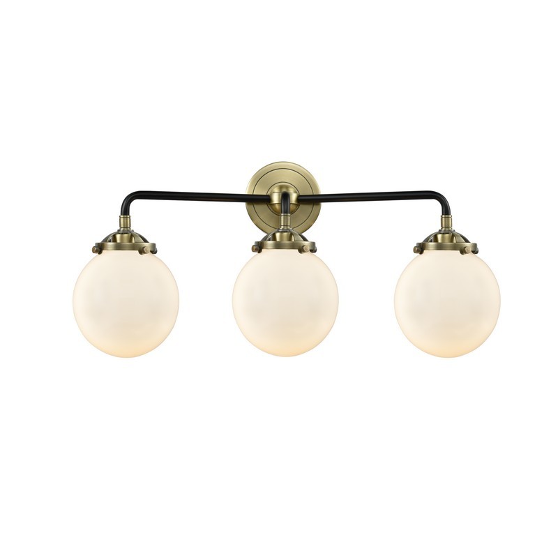 INNOVATIONS LIGHTING 284-3W-G201-6 NOUVEAU BEACON 24 INCH THREE LIGHT UP OR DOWN GLOSS WHITE GLASS VANITY LIGHT