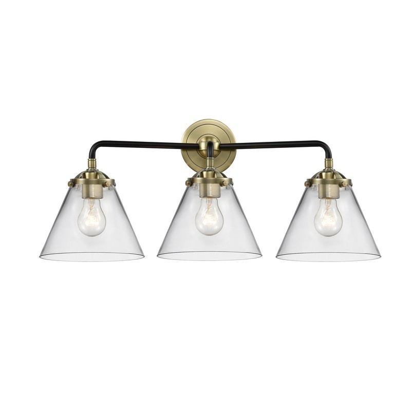 INNOVATIONS LIGHTING 284-3W-G42 NOUVEAU LARGE CONE 2 LIGHT 25 3/4 INCH WALL MOUNT CLEAR GLASS VANITY LIGHT