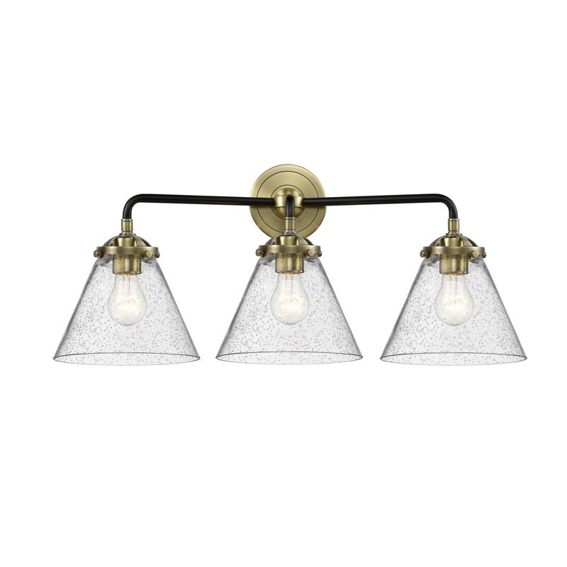 INNOVATIONS LIGHTING 284-3W-G44 NOUVEAU LARGE CONE 2 LIGHT 25 3/4 INCH WALL MOUNT SEEDY GLASS VANITY LIGHT