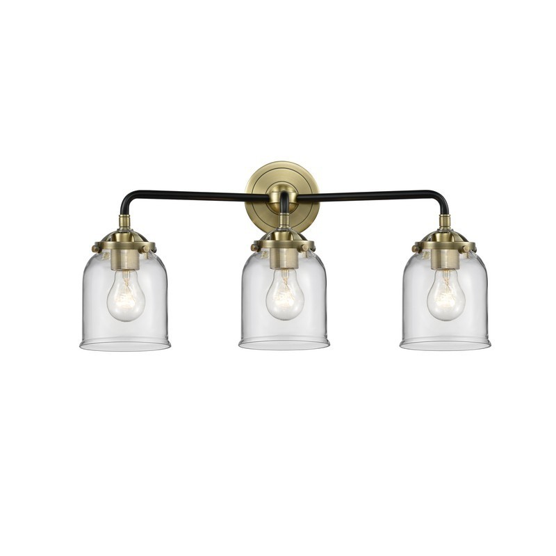INNOVATIONS LIGHTING 284-3W-G52 NOUVEAU SMALL BELL 2 LIGHT 23 INCH WALL MOUNT CLEAR GLASS VANITY LIGHT