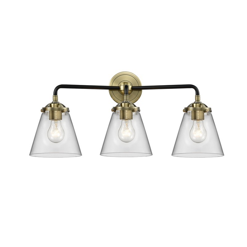 INNOVATIONS LIGHTING 284-3W-G62 NOUVEAU SMALL CONE 2 LIGHT 24 1/4 INCH WALL MOUNT CLEAR GLASS VANITY LIGHT