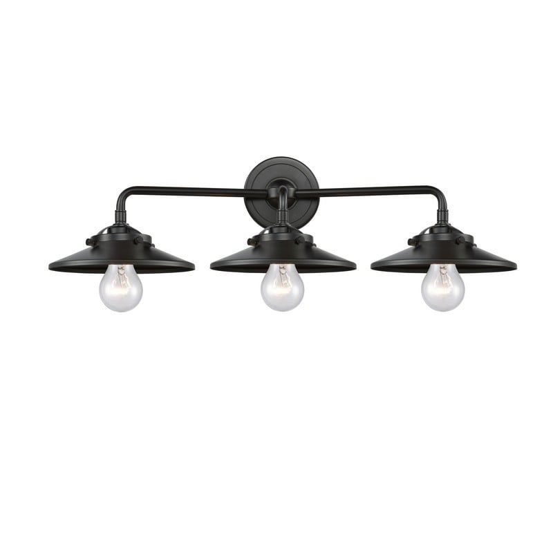 INNOVATIONS LIGHTING 284-3W-OB-M5-OB NOUVEAU RAILROAD 2 LIGHT 26 INCH WALL MOUNT VANITY LIGHT - OIL RUBBED BRONZE