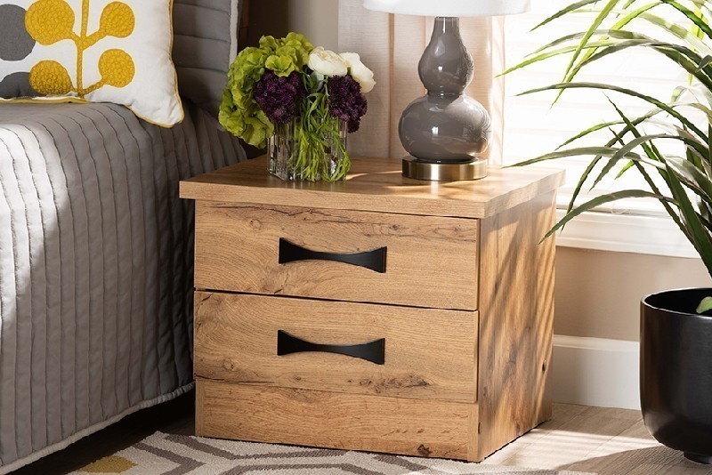 BAXTON STUDIO BR888004-WOTAN OAK COLBURN 18 7/8 INCH MODERN AND CONTEMPORARY WOOD TWO DRAWER NIGHTSTAND - OAK BROWN