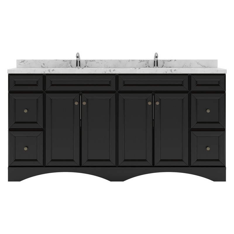 VIRTU USA ED-25072-CMSQ-NM TALISA 72 INCH DOUBLE BATH VANITY WITH CULTURED MARBLE QUARTZ TOP AND SQUARE SINKS WITHOUT FAUCET