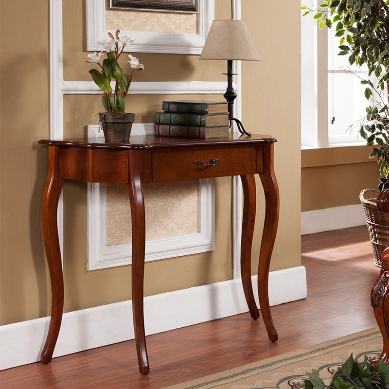 ALL THINGS CEDAR HR116 41 INCH CURVED CONSOLE TABLE - CHERRY