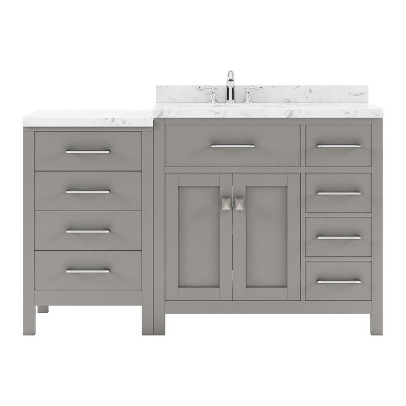 VIRTU USA MS-2157R-CMSQ-NM CAROLINE PARKWAY 57 INCH SINGLE BATH VANITY WITH CULTURED MARBLE QUARTZ TOP AND SQUARE SINK WITHOUT FAUCET