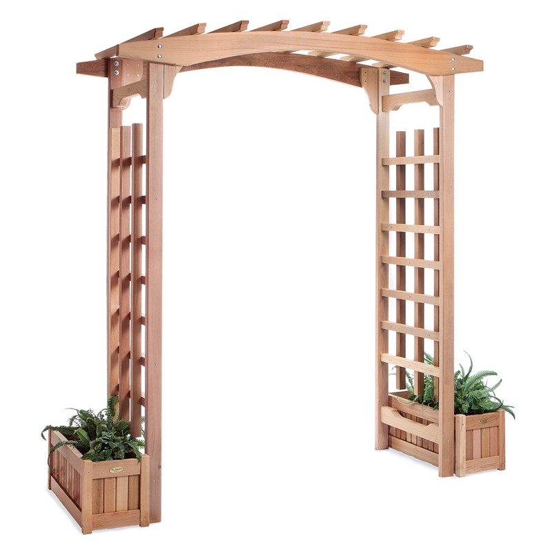 ALL THINGS CEDAR PA96-SET 91 INCH PAGODA ARBOR AND PLANTER BOX SET - SANDED