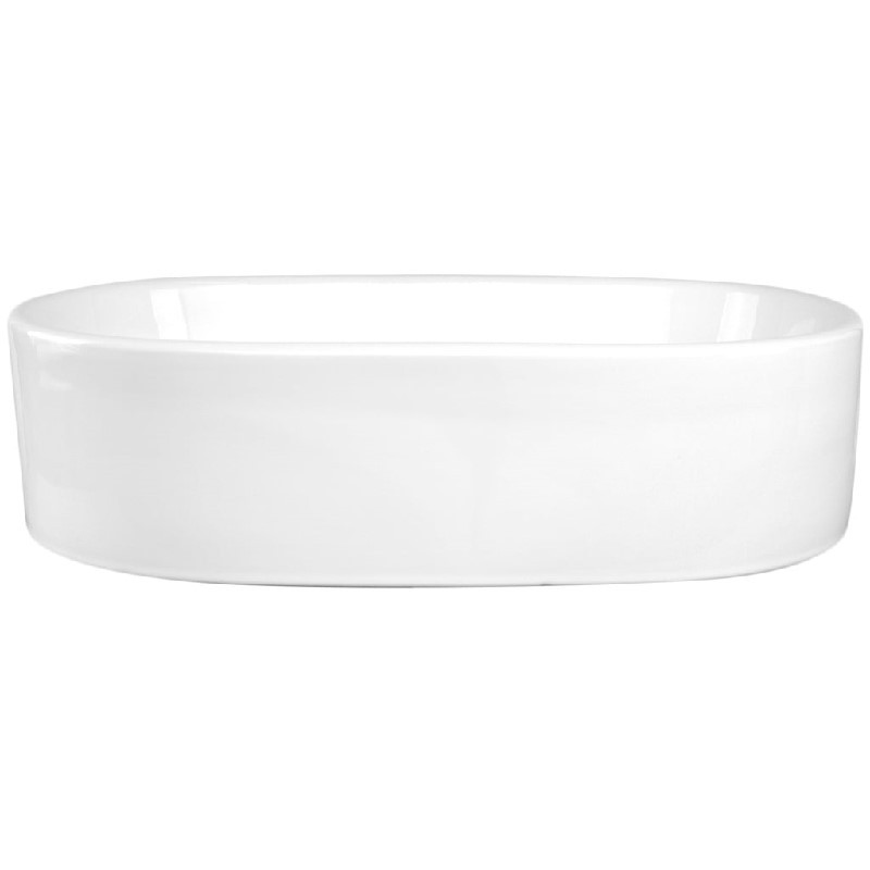 EISEN HOME EH-VS-TC03 SUTHERLAND 21 7/8 INCH CERAMIC OVAL VESSEL BATHROOM SINK WITH POP-UP DRAIN - WHITE