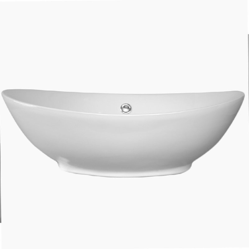 EISEN HOME EH-VS-TC06 SUTHERLAND 23 5/8 INCH CERAMIC OVAL VESSEL BATHROOM SINK WITH OVERFLOW AND POP-UP DRAIN - WHITE
