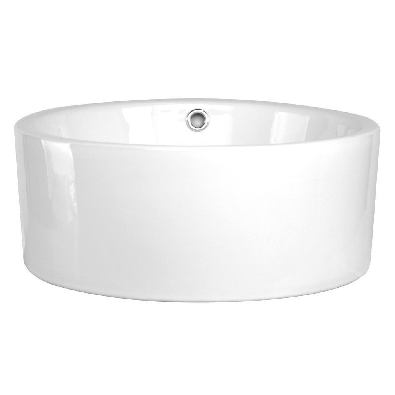 EISEN HOME EH-VS-TC07 SUTHERLAND 16 3/8 INCH CERAMIC ROUND VESSEL BATHROOM SINK WITH OVERFLOW AND POP-UP DRAIN - WHITE