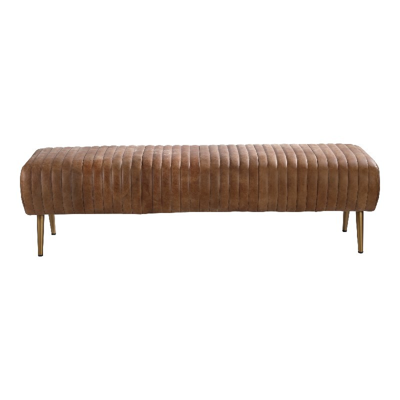 MOE'S HOME COLLECTION PK-1105-14 ENDORA 59 INCH BENCH - OPEN ROAD BROWN LEATHER