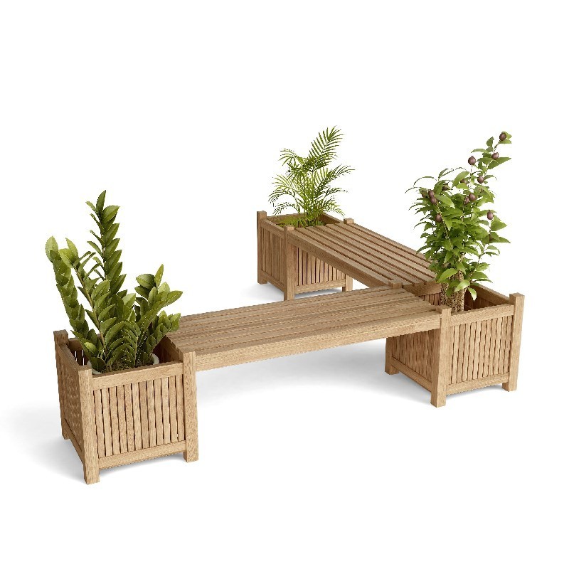 ANDERSON TEAK BH-7121PL CHAPMAN 82 INCH PLANTER BENCH WITH 2 BENCH AND 3 PLANTER BOX